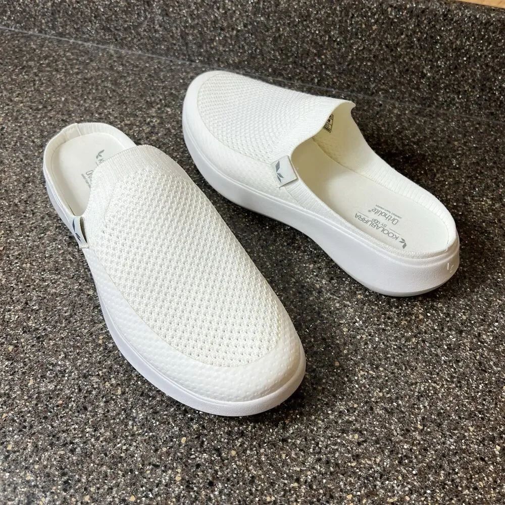 Koolaburra UGG Ortholite White Fabric Mule Womens 9.5 Comfort Casual Slip On New